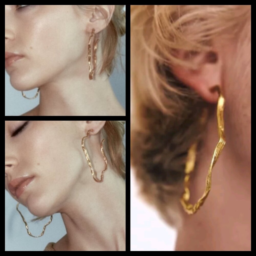 Zara - Large Gold Twisted Open Hoop Earrings - NWT - Picture 11 of 15